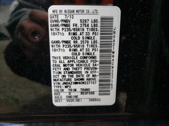 2012 NISSAN MURANO S JN8AZ1MW4CW237157
