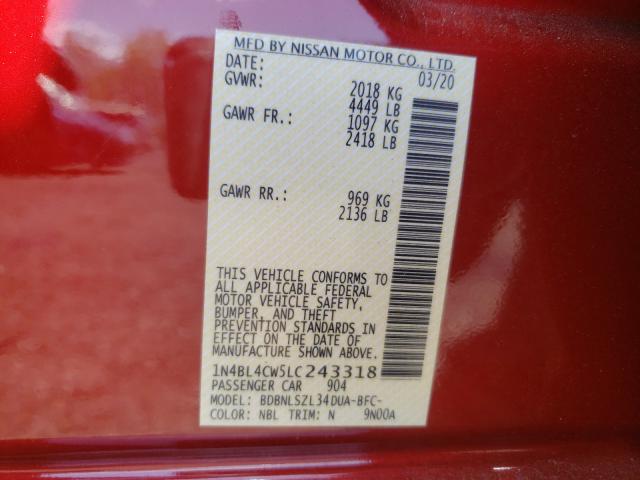 2020 NISSAN ALTIMA SR 1N4BL4CW5LC243318