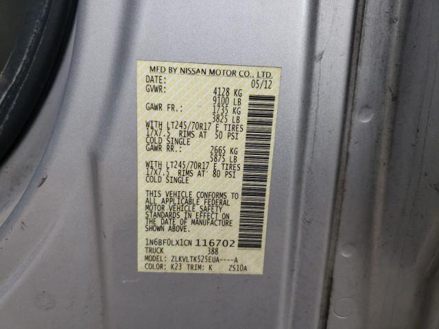 2012 NISSAN NV 2500 1N6BF0LX1CN116702