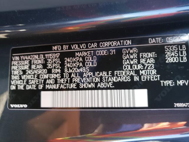 2020 VOLVO V90 CROSS YV4A22NL0L1115917