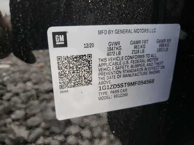 2021 CHEVROLET MALIBU LT 1G1ZD5ST9MF054568
