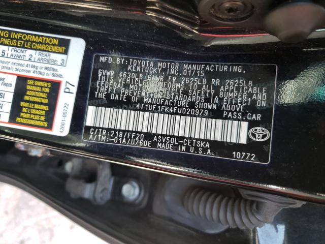 2015 TOYOTA CAMRY LE 4T1BF1FK4FU020979