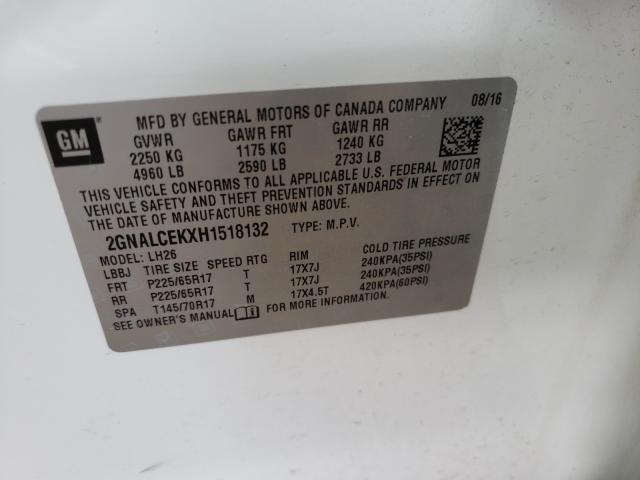 2017 CHEVROLET EQUINOX LT 2GNALCEKXH1518132