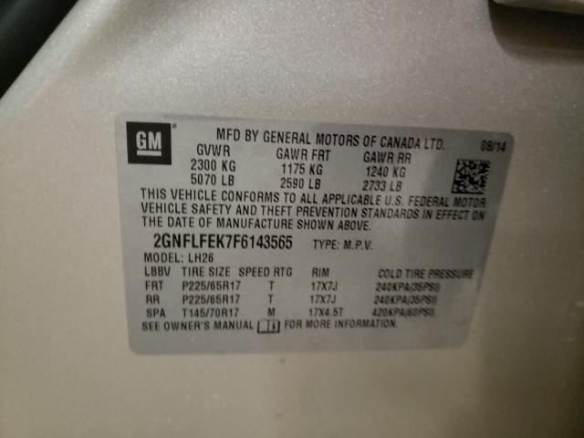2015 CHEVROLET EQUINOX LT 2GNFLFEK7F6143565