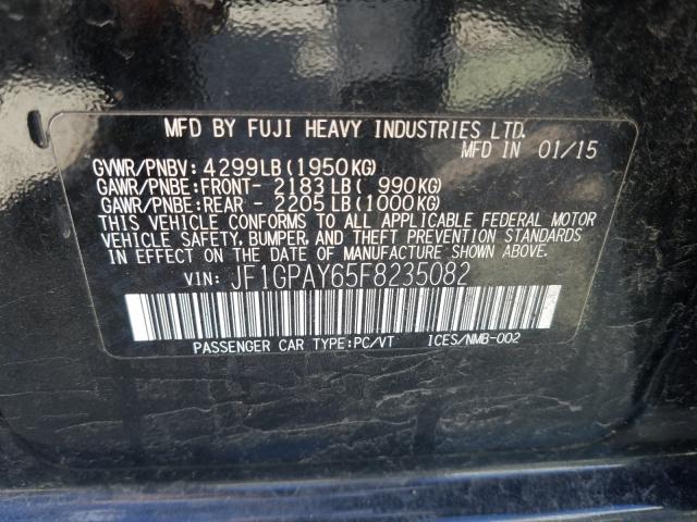 2015 SUBARU IMPREZA SP JF1GPAY65F8235082