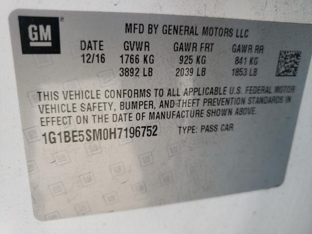 2017 CHEVROLET CRUZE LT 1G1BE5SM0H7196752