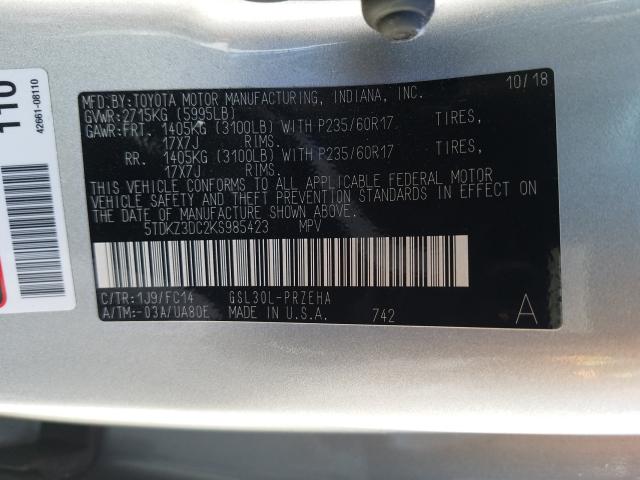 2019 TOYOTA SIENNA LE 5TDKZ3DC2KS985423