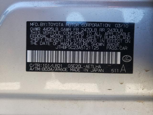2010 LEXUS IS 250 JTHBF5C23A5121125