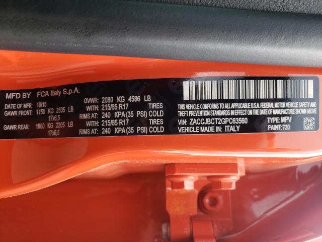 2016 JEEP RENEGADE T ZACCJBCT2GPC63560