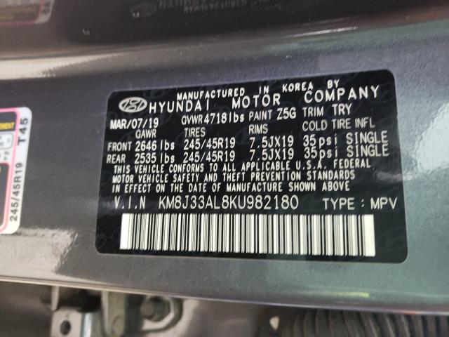 2019 HYUNDAI TUCSON LIM KM8J33AL8KU982180