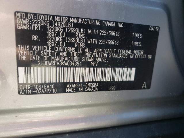 2019 TOYOTA RAV4 LIMIT 2T3DWRFV3KW034391