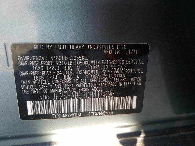 2012 SUBARU FORESTER 2 JF2SHABC3CH418896