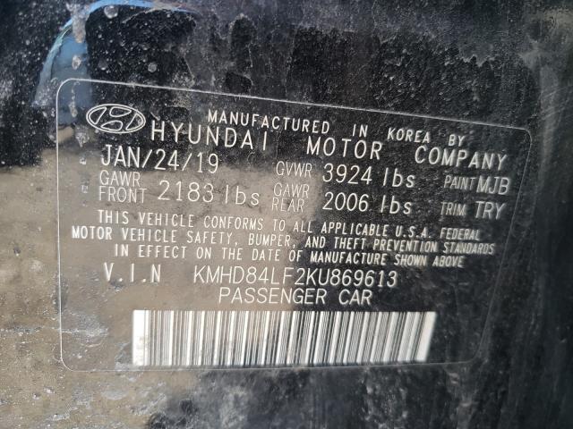 2019 HYUNDAI ELANTRA SE KMHD84LF2KU869613