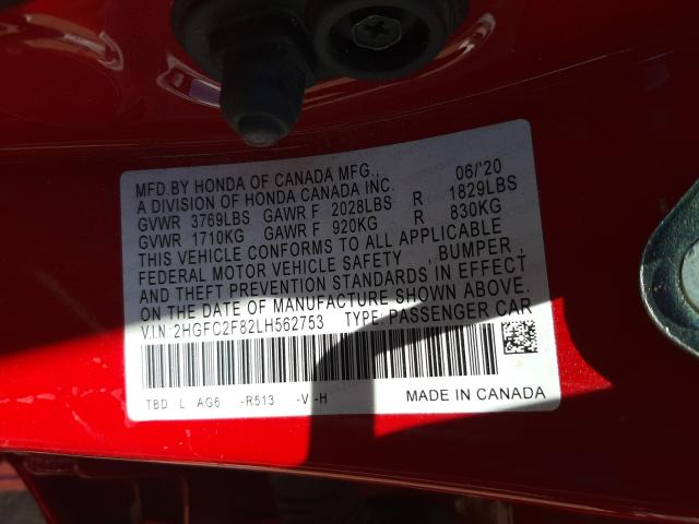 2020 HONDA CIVIC SPOR 2HGFC2F82LH562753
