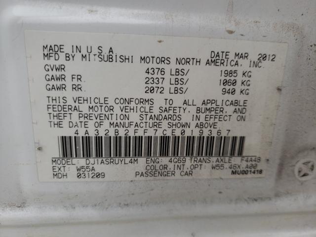 2012 MITSUBISHI GALANT FE 4A32B2FF7CE019367