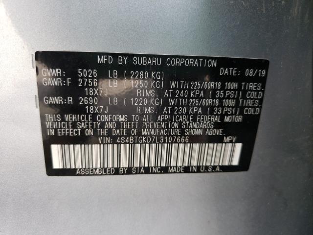 2020 SUBARU OUTBACK ON 4S4BTGKD7L3107666