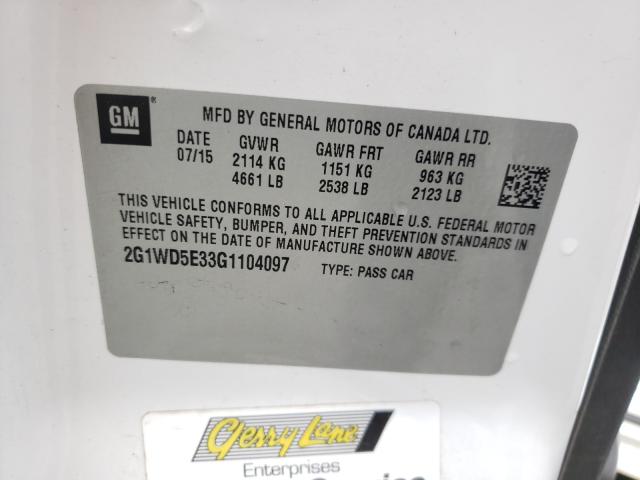 2016 CHEVROLET IMPALA LIM 2G1WD5E33G1104097