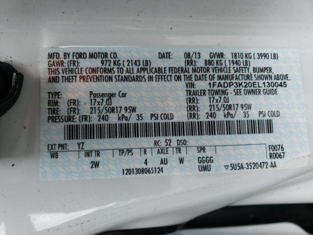 2014 FORD FOCUS SE 1FADP3K20EL130045