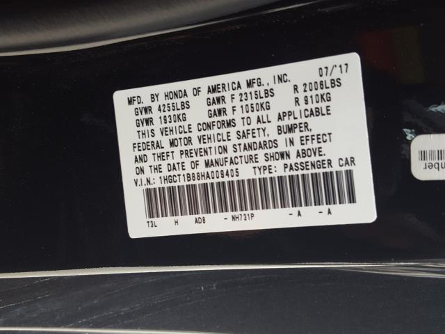 2017 HONDA ACCORD EXL 1HGCT1B88HA009405