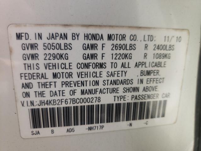 2011 ACURA RL JH4KB2F67BC000278