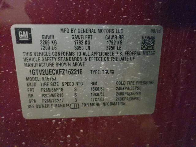 2015 GMC SIERRA K15 1GTV2UECXFZ162216