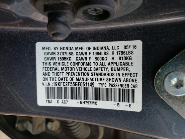2016 HONDA CIVIC LX 19XFC2F55GE061149