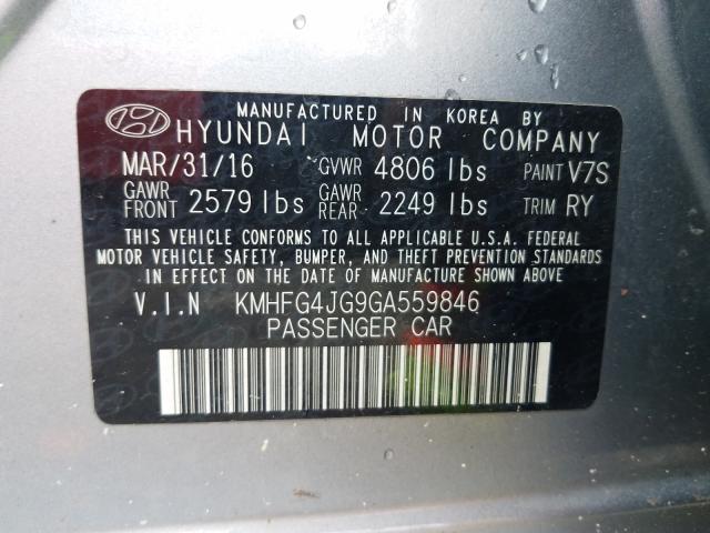 2016 HYUNDAI AZERA KMHFG4JG9GA559846