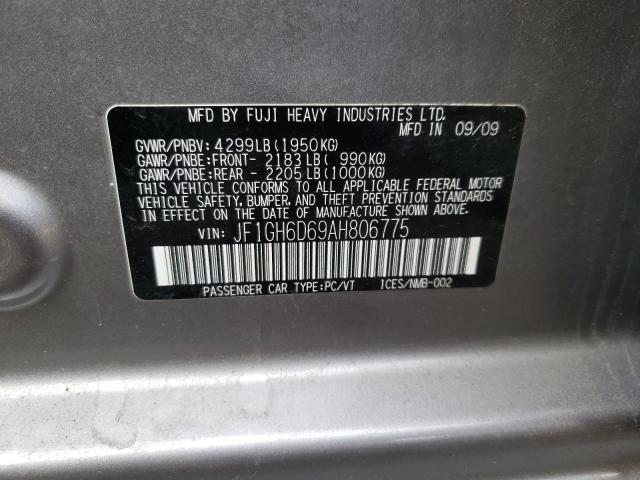 2010 SUBARU IMPREZA OU JF1GH6D69AH806775