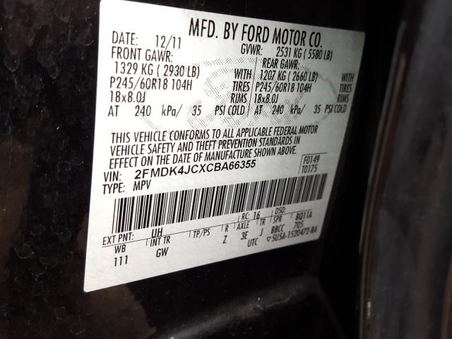 2012 FORD EDGE SEL 2FMDK4JCXCBA66355
