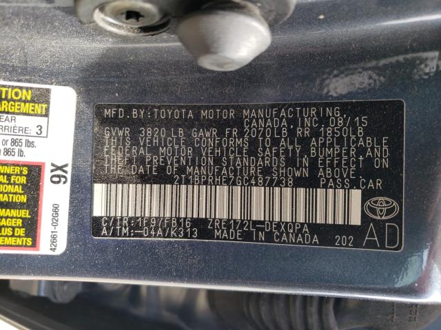 2016 TOYOTA COROLLA EC 2T1BPRHE7GC487738