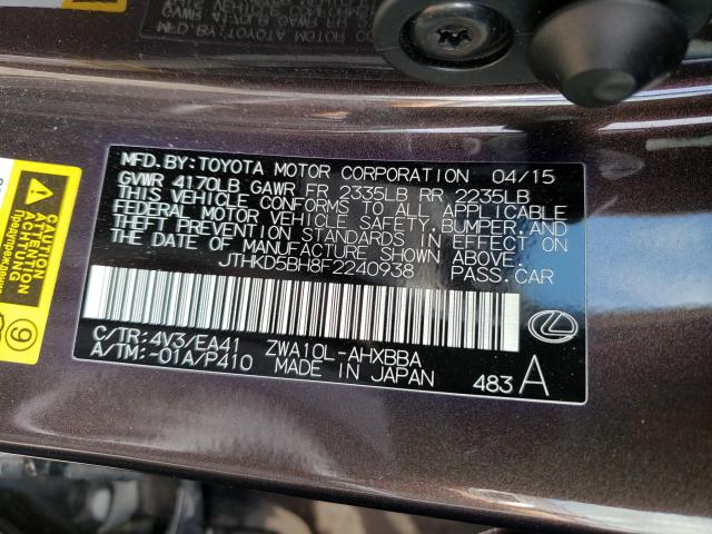 2015 LEXUS CT 200 JTHKD5BH8F2240938