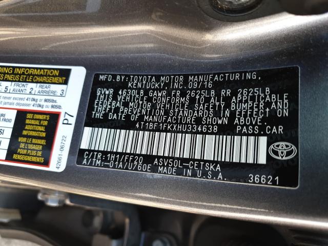 2017 TOYOTA CAMRY LE 4T1BF1FKXHU334638