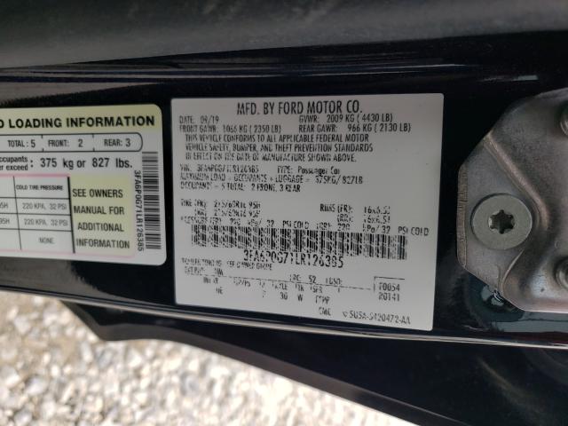 2020 FORD FUSION S 3FA6P0G71LR126385
