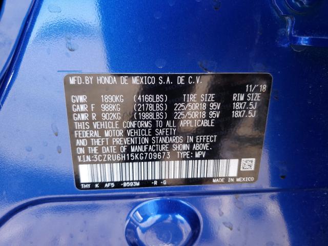 2019 HONDA HR-V SPORT 3CZRU6H15KG709673