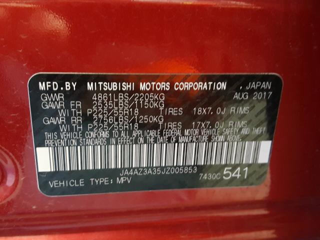 2018 MITSUBISHI OUTLANDER JA4AZ3A35JZ005853