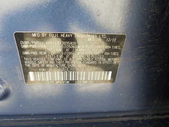 2011 SUBARU FORESTER 2 JF2SHADC8BH731647