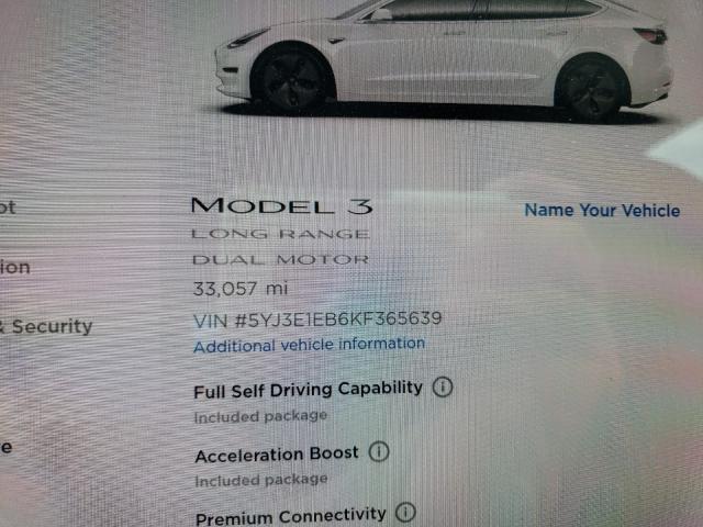 2019 TESLA MODEL 3 5YJ3E1EB6KF365639