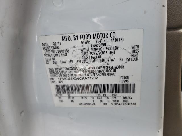 2012 FORD ESCAPE HYB 1FMCU4K34CKA77202