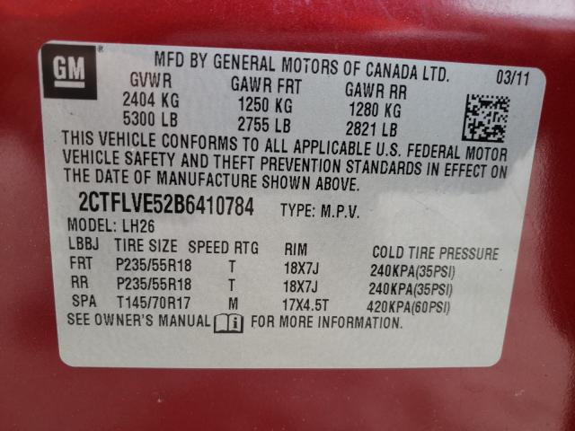 2011 GMC TERRAIN SL 2CTFLVE52B6410784