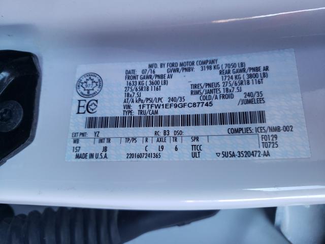 2016 FORD F150 XLT 1FTFW1EF9GFC87745