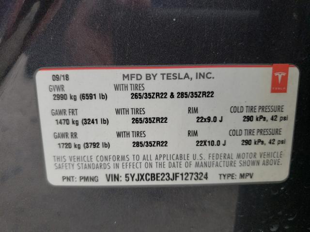 2018 TESLA MODEL X 5YJXCBE23JF127324