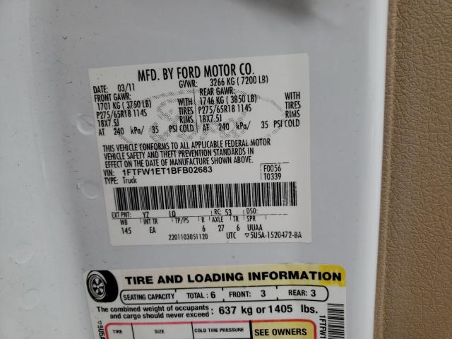 2011 FORD F150 SUPER 1FTFW1ET1BFB02683