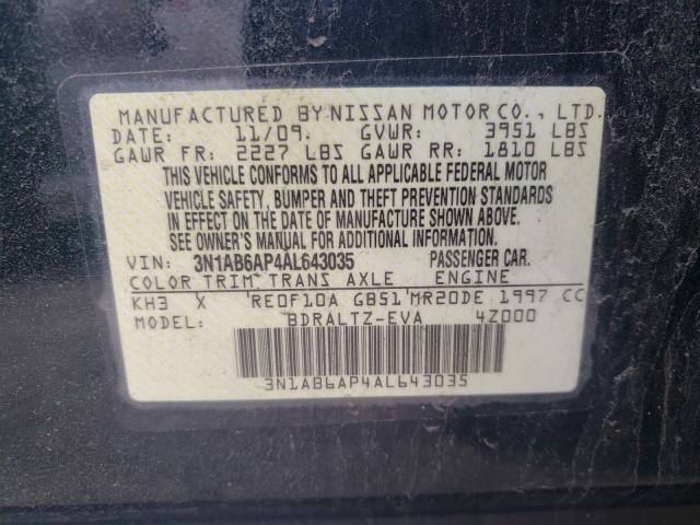2010 NISSAN SENTRA 2.0 3N1AB6AP4AL643035