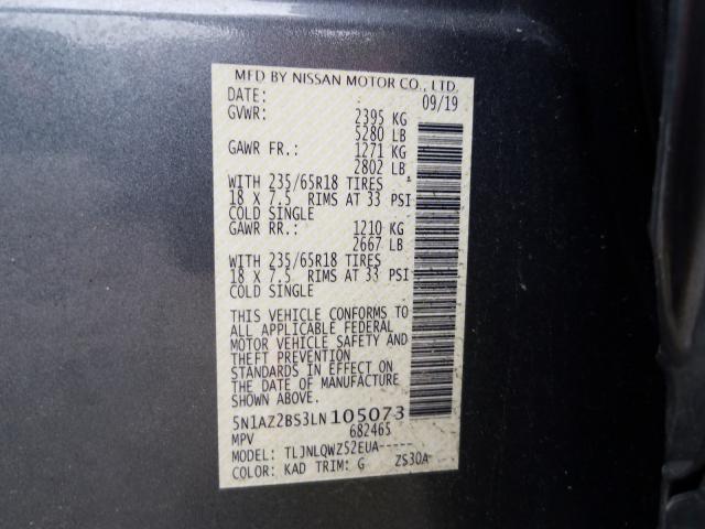 2020 NISSAN MURANO SV 5N1AZ2BS3LN105073