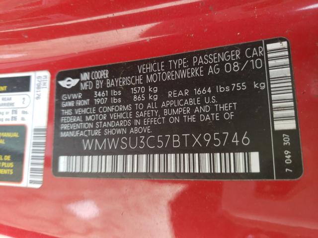 2011 MINI COOPER WMWSU3C57BTX95746