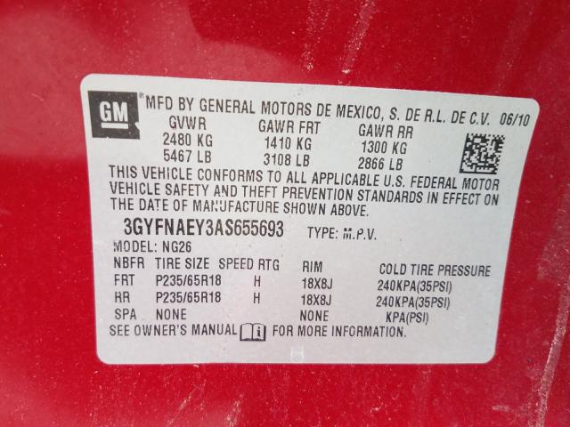 2010 CADILLAC SRX LUXURY 3GYFNAEY3AS655693