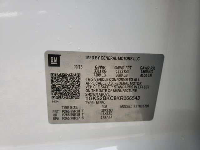 2019 GMC YUKON SLT 1GKS2BKC9KR166543