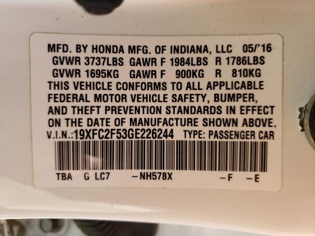 2016 HONDA CIVIC LX 19XFC2F53GE226244