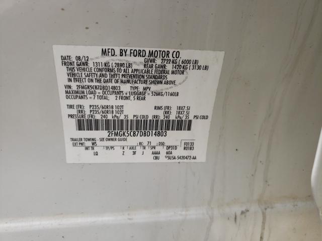 2013 FORD FLEX SEL 2FMGK5C87DBD14803