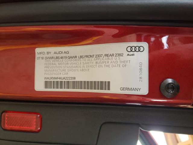 2018 AUDI A4 PREMIUM WAUKMAF46JA222208